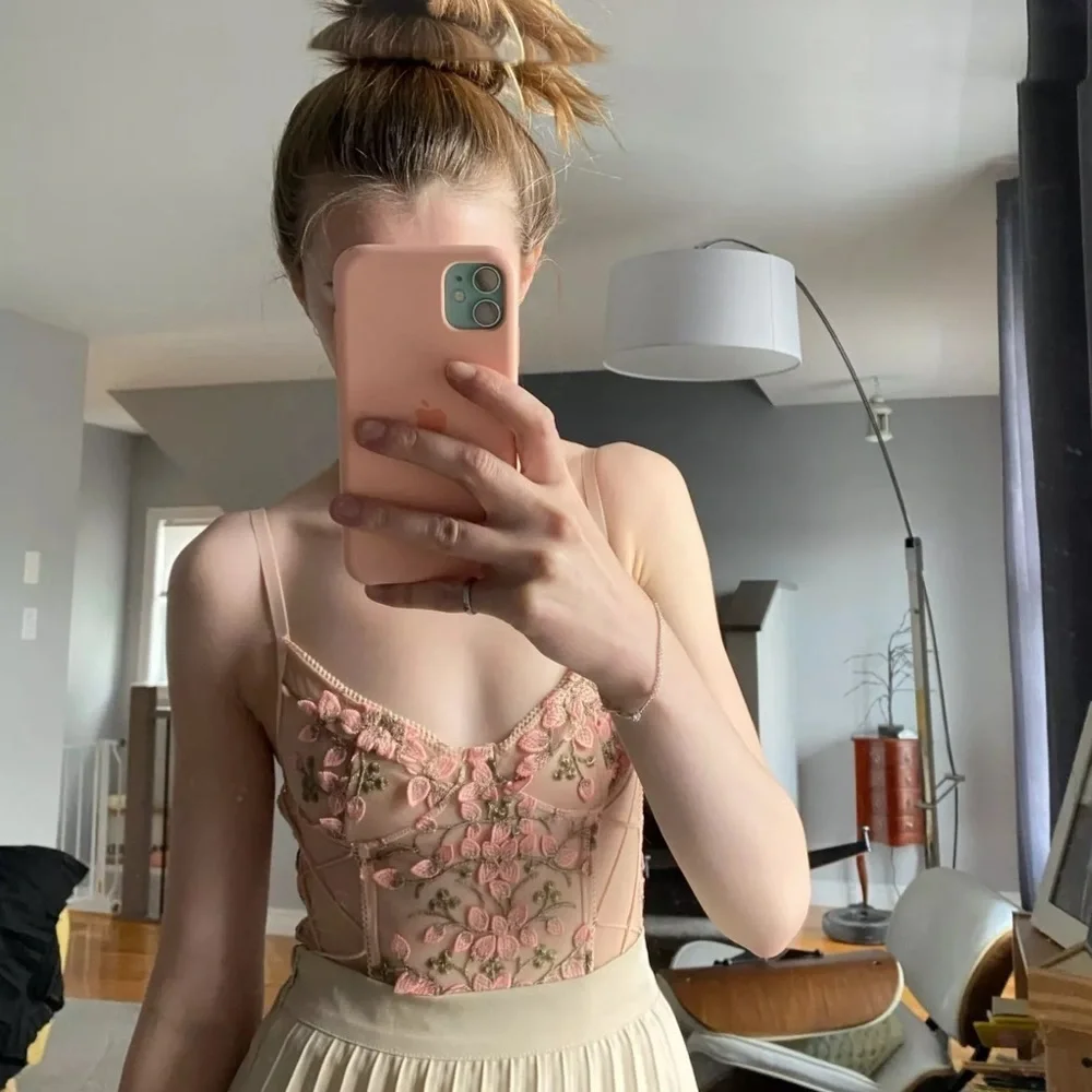 Lace Mesh Floral One Piece Bodysuit Lingerie Top - Picture 4 of 16